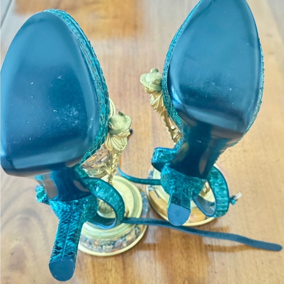 Gucci Women's Teal Snakeskin Heels Platform, original dust bags - Picture 14 of 16